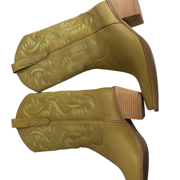 Jeffrey Campbell 8.5 Dagget Style Leather NEW Green Western Boots Free People - Picture 7 of 10